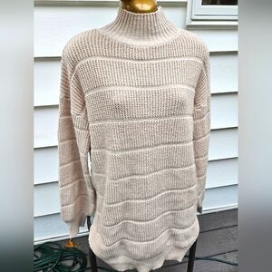 SHEIN Cream Turtleneck Long Knit Sweater